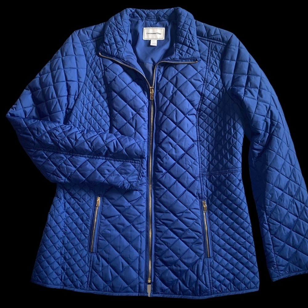 Charter Club Quilted Winter Coat Royal Blue